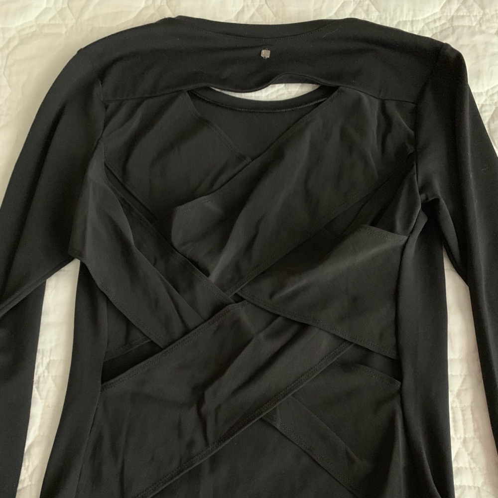 NWOT Fabletics sheer strappy back shirt!